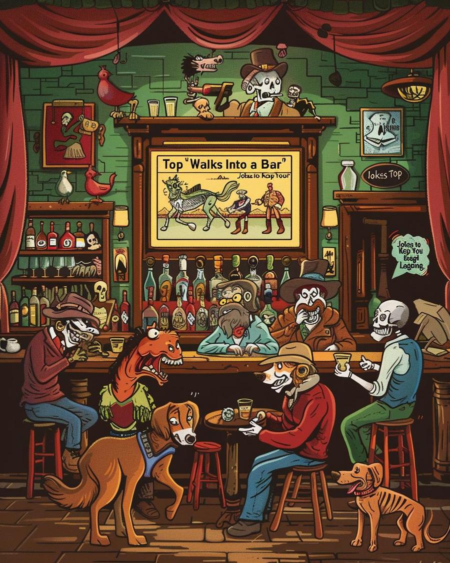 Occupational Humor: Professionals Walking into Bars A humorous scene featuring professionals as