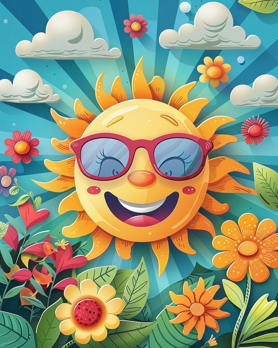 Solar System Puns to 'Planet' a Smile Cartoon solar system smiling with sun puns for a cute and cheerful atmosphere.