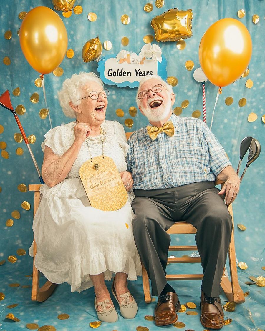 Age-Related Puns: Embrace the Golden Years with a Smile Senior couple laughing; retirement puns bring joy to their golden years.